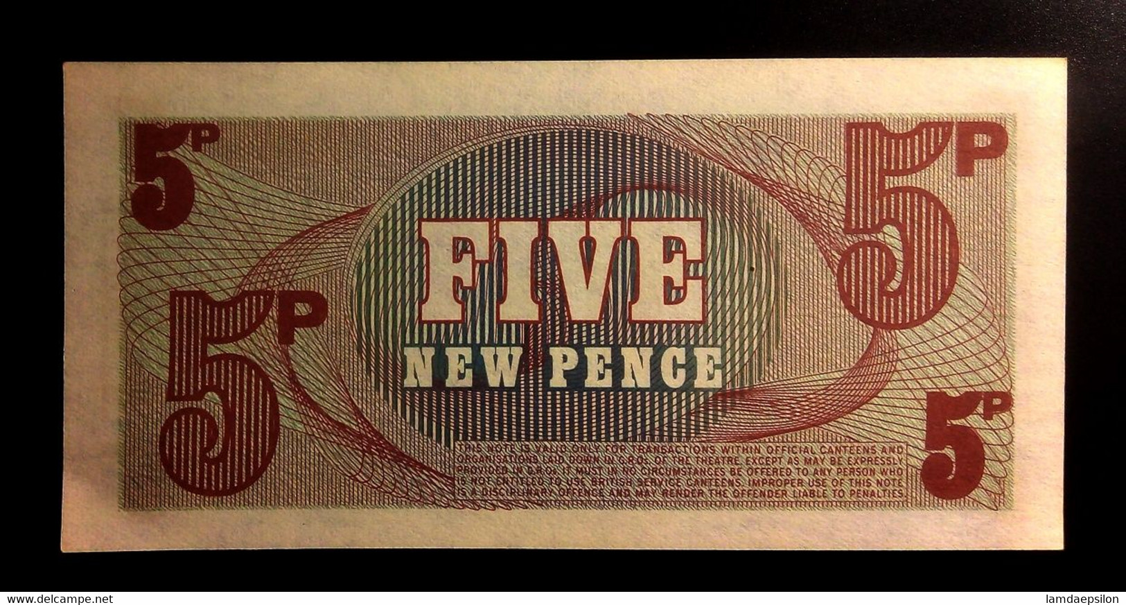 A7   ROYAUME UNI   BILLETS DU MONDE      UNITED KINGDOM BANKNOTES   BRITISH ARMED FORCES 5 NEW PENCE 1972 - Collezioni