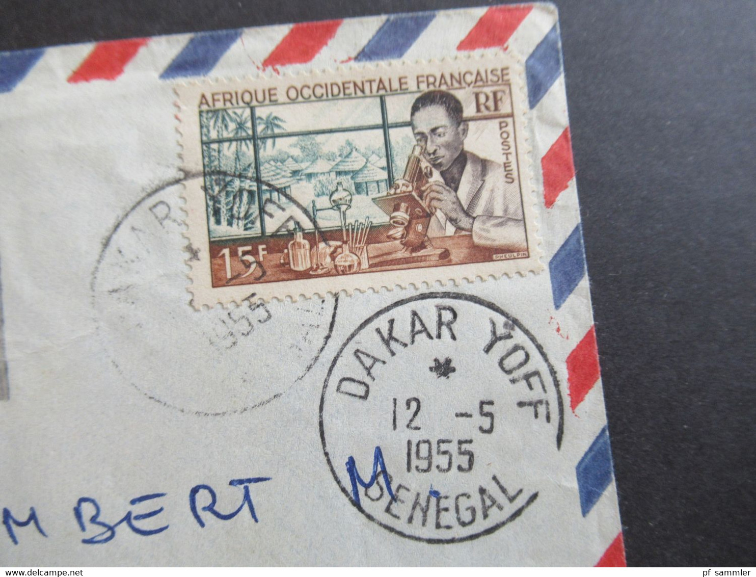 1955 Afrique Occidentale Francaise Dakar Yoff Senegal Und 25e Anniversaire De La Traversee De L'Atlantique Süd Mermoz - Covers & Documents