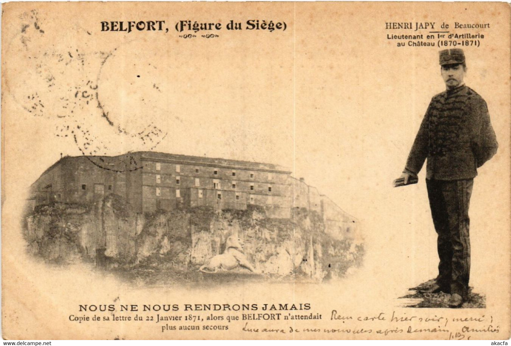 CPA BELFORT (Figure Du Siege) - Nous Ne Nous Rendrons Jamais (585109) - Belfort – Siège De Belfort