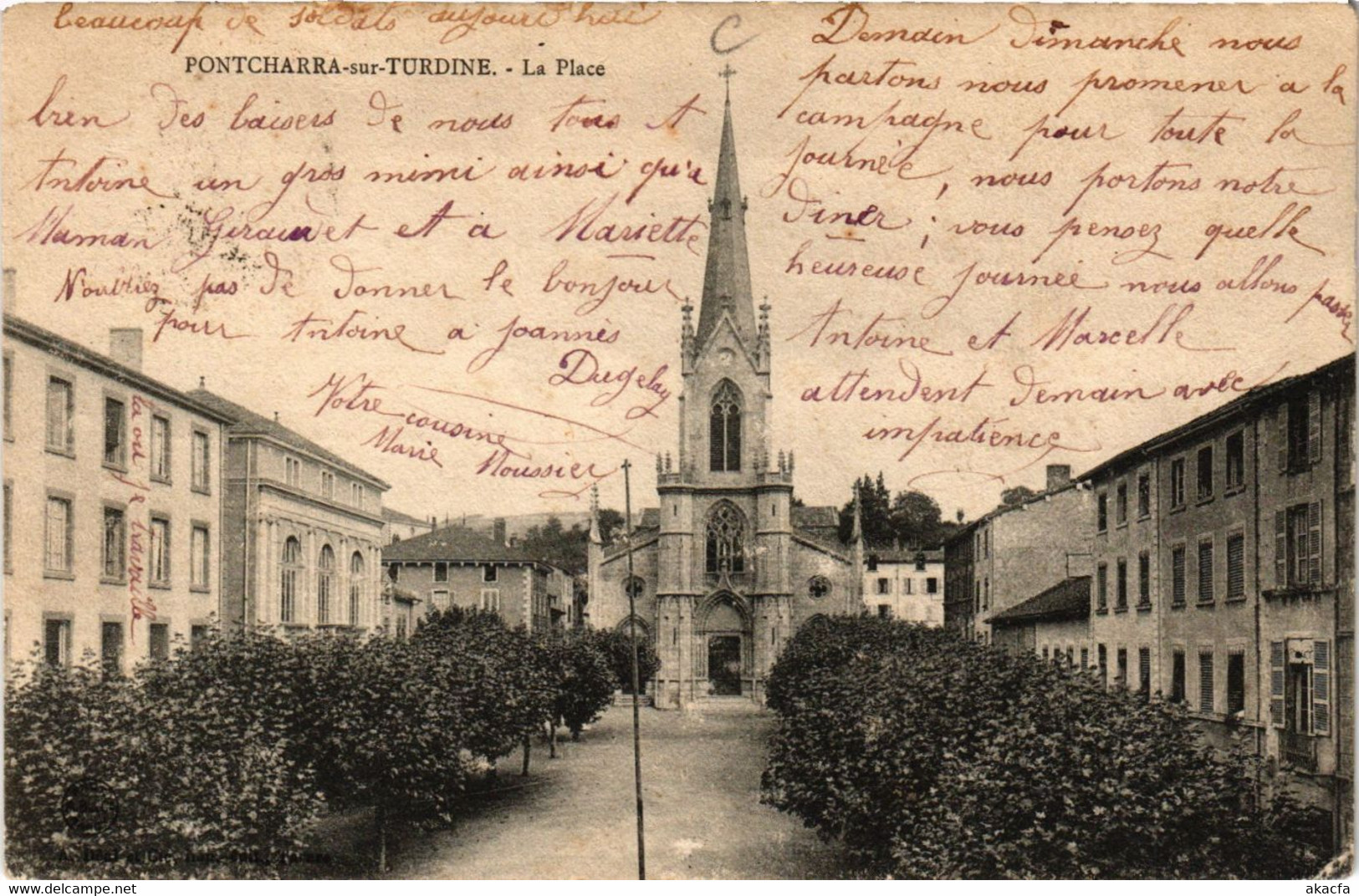 CPA PONTCHARRA-sur-TURDINE - La Place (690277) - Pontcharra-sur-Turdine