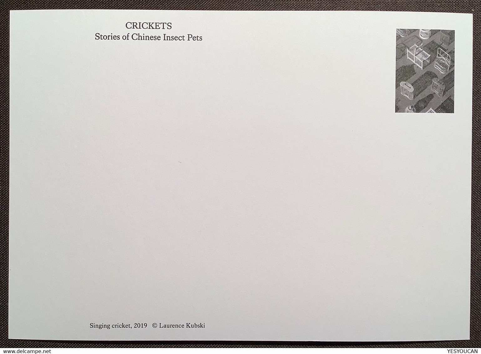 LAURENCE KUBSKI 2019 Famous Swiss Photographer Original Post Card "Crickets Chinese Insect Pets" (China Art Photography - Other & Unclassified