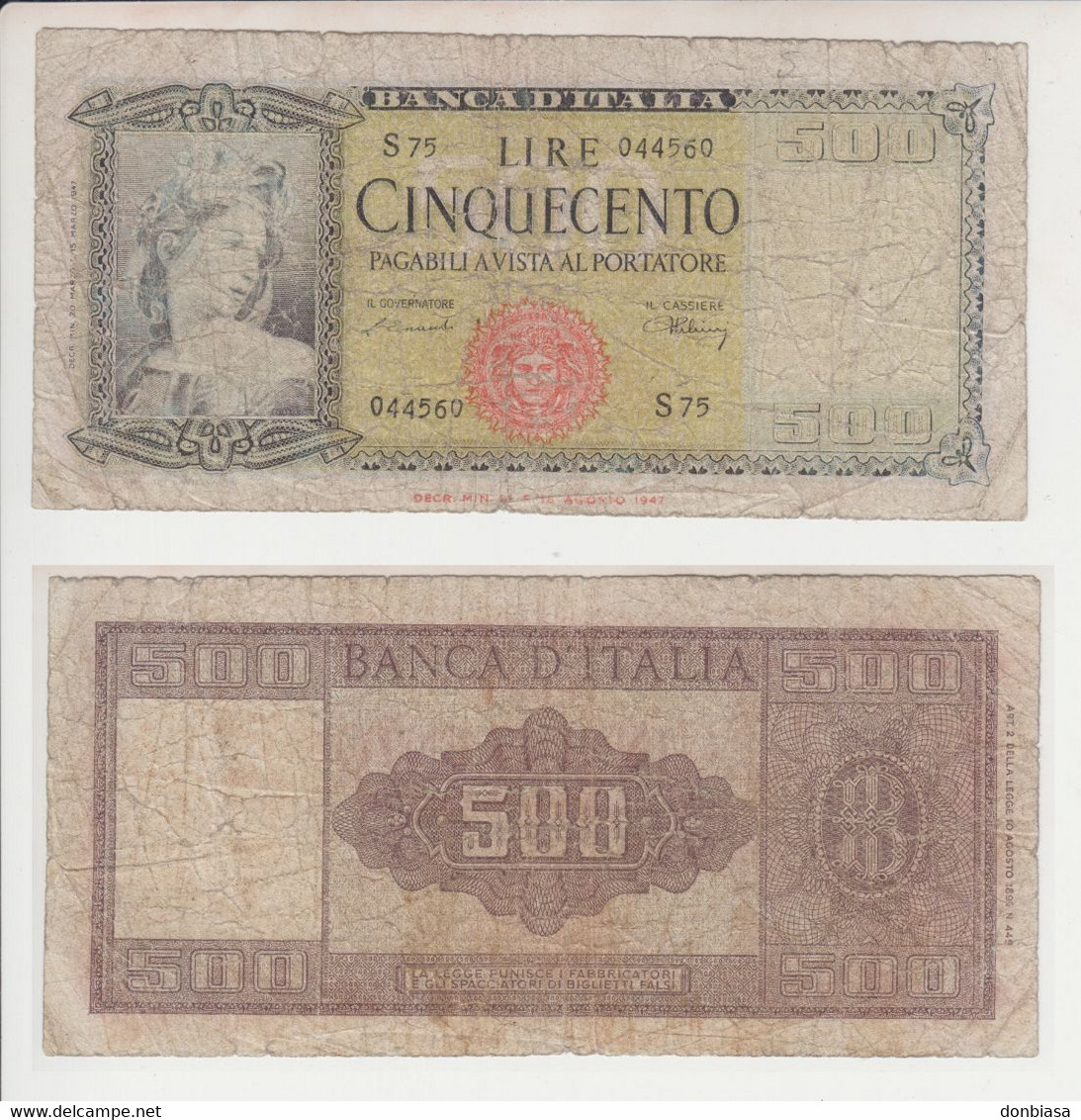 Repubblica: 500 Lire Italia 20/03/1947 (NON COMUNE) - 500 Lire