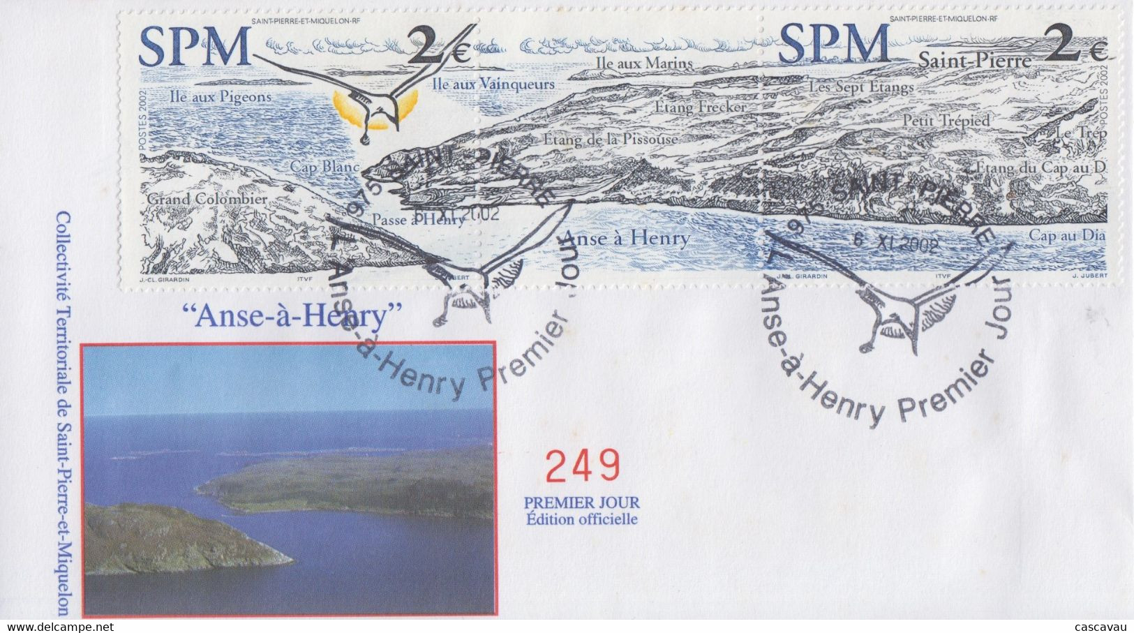 Enveloppe  FDC  1er  JOUR    SAINT  PIERRE  Et  MIQUELON    Anse  à   Henry    2002 - FDC