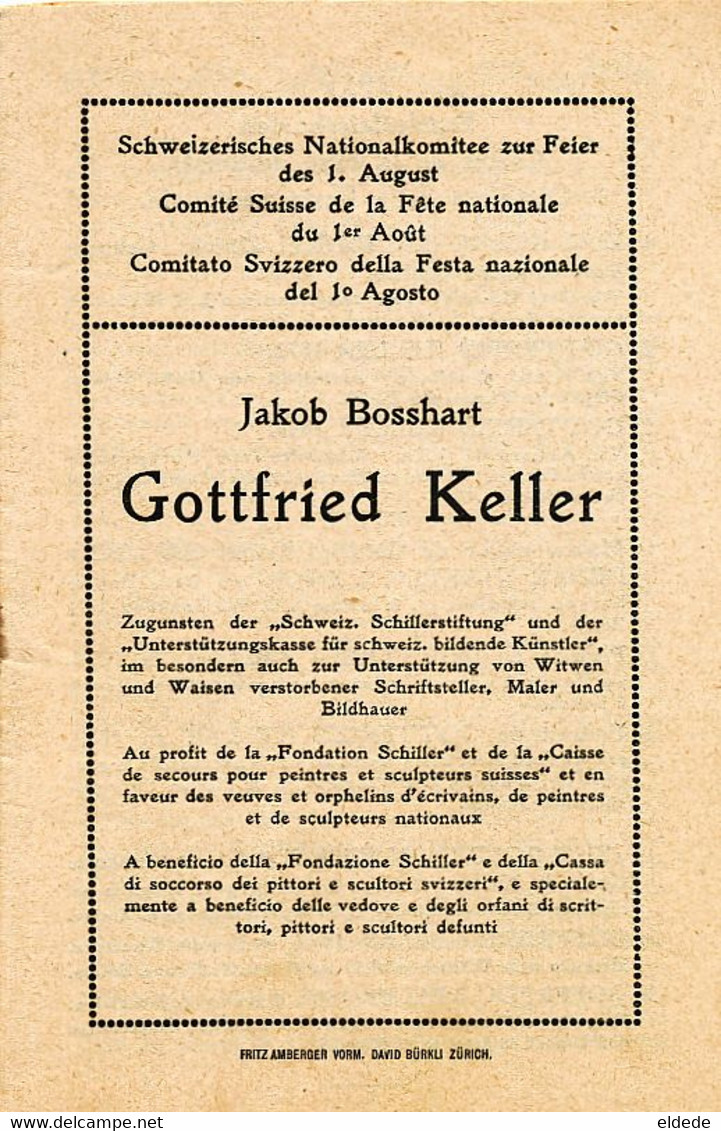 Gottfried Keller 1872 3 Items  Entier Postal  Ador , Booklet 6 Pages And Art Paper 1819 / 1919 Centenary - Domat/Ems