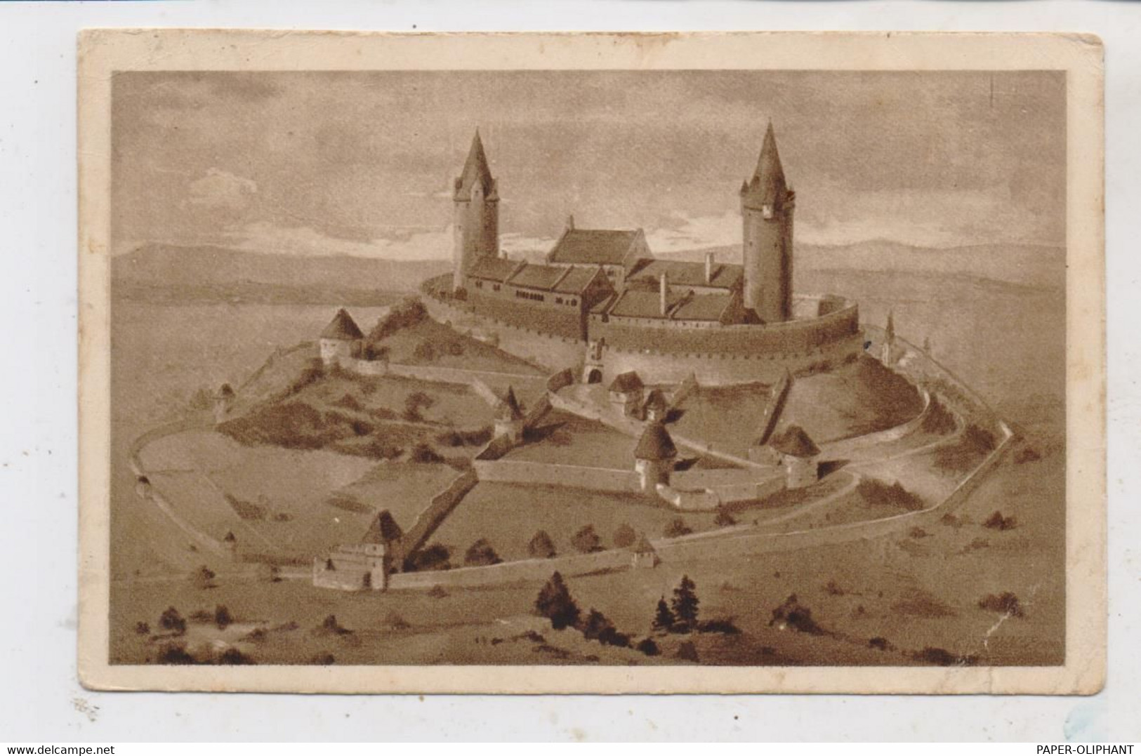 6309 MÜNZENBERG, Historische Ansicht, Um 1500, Nach Zeichnung Von C. Bronner, Druckstelle - Friedberg