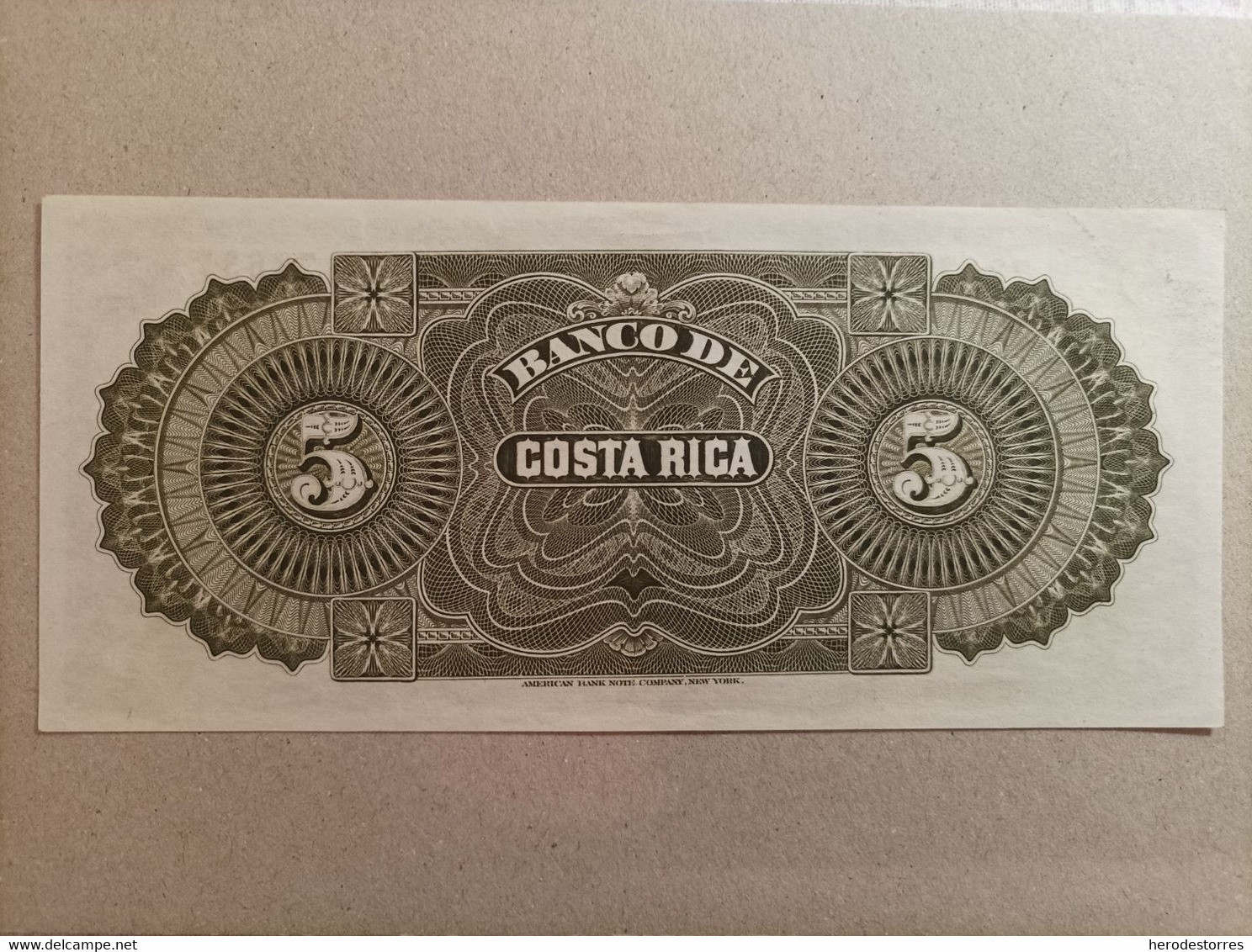 Billete De Costa Rica De 5 Pesos, Año 1899, Nº Capicua 73637, Uncirculated - Costa Rica