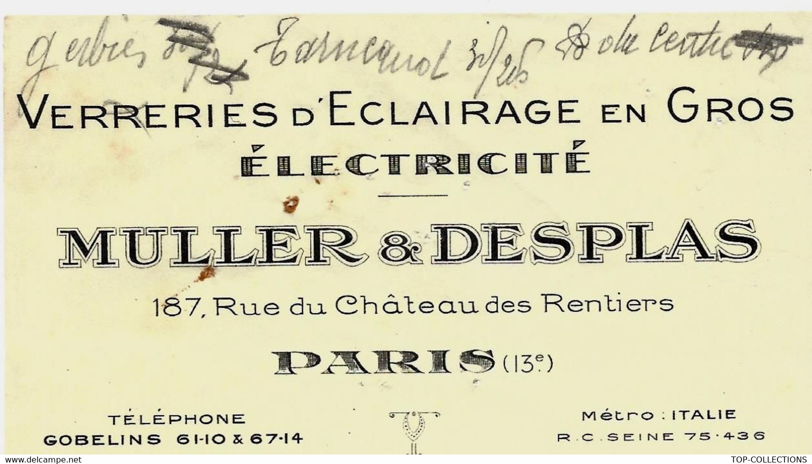 1927 VERRERIE VERRERIES ECLAIRAGE ELECTRICITE MULLER DESPLAS Paris => Dun Le Palleteau =>Dun Le Palestel Creuse Ponnin - Bills Of Exchange