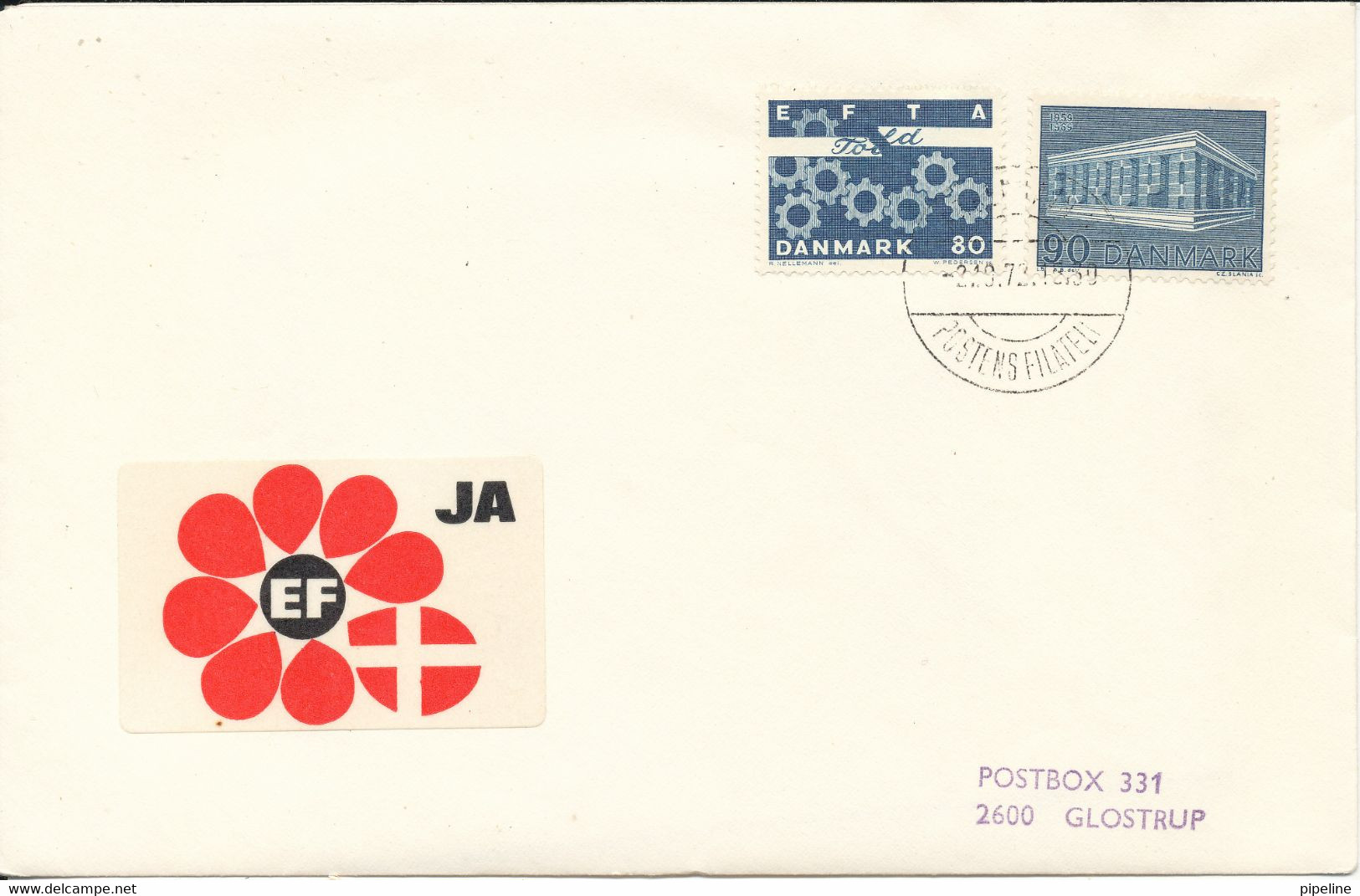 Denmark Cover Copenhagen 2-10-1972 Franked With EUROPA CEPT And EFTA Stamps RARE Cover Only  300 Copies - Lettres & Documents