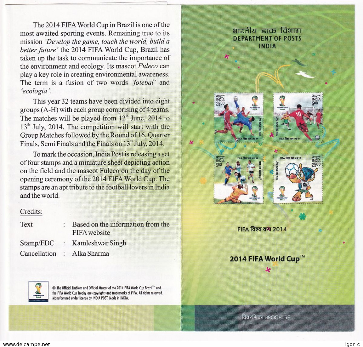 India 2014 Folder; Football Fussball Soccer Calcio: Fifa World Cup 2014 Brasil - 2014 – Brésil