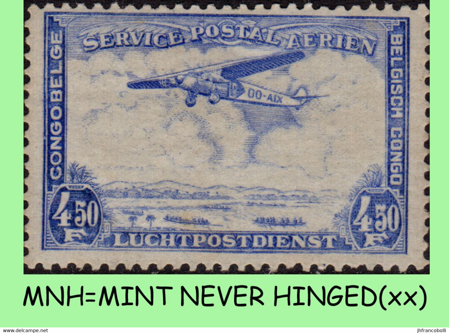 1934 ** BELGIAN CONGO / CONGO BELGE = PA11 MNH AIRMAIL FOKKER OVER LANDSCAPES X 4 MNH STAMPS - Neufs