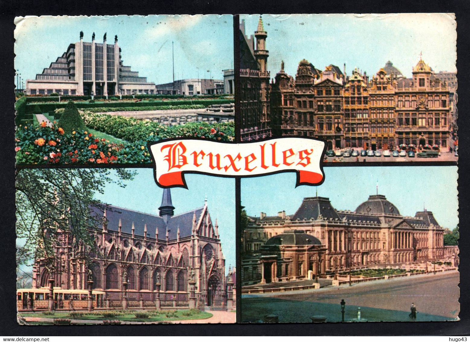 (RECTO / VERSO) BRUXELLES EN 1960 - MONUMENTS - MULTIVUES - BEAU TIMBRE ET FLAMME - CPSM GF - Panoramische Zichten, Meerdere Zichten