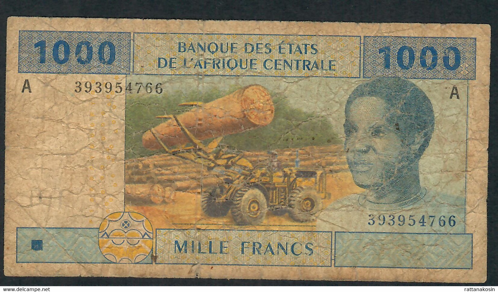 C.A.S. GABON P407Ab 1000 FRANCS 2002 RARE SIGNATUR 9    VG - États D'Afrique Centrale