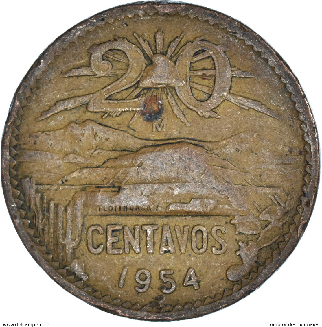 Monnaie, Mexique, 20 Centavos, 1954 - Mexique