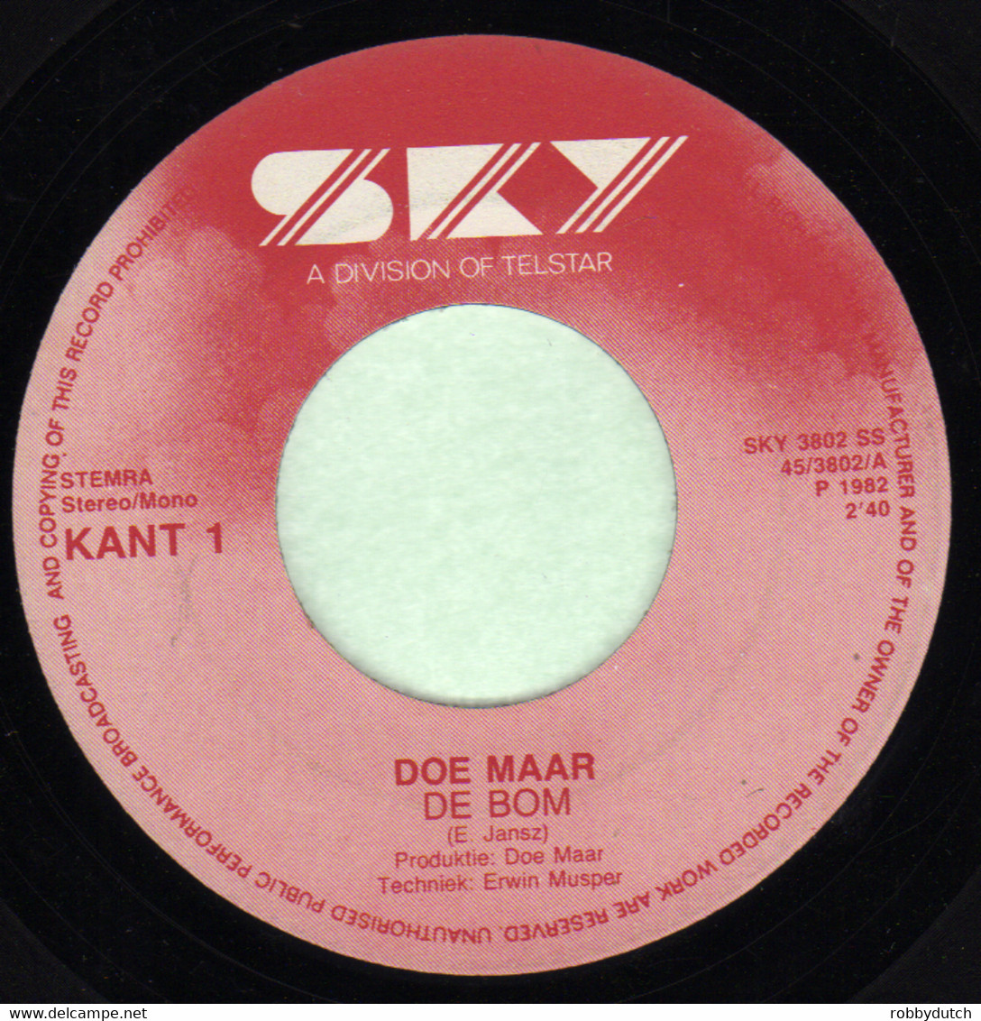 * 7" EP *  DOE MAAR - DE BOM (Holland 1982 NM!!) - Otros - Canción Neerlandesa