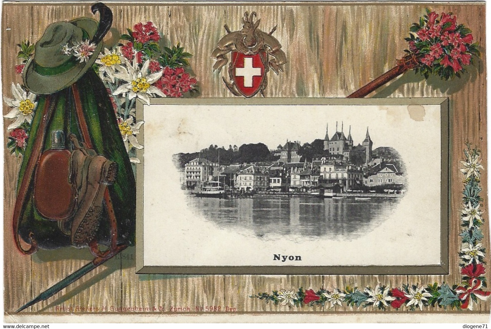 Nyon Rare Prägekarte Carte Relief 1908 - Nyon