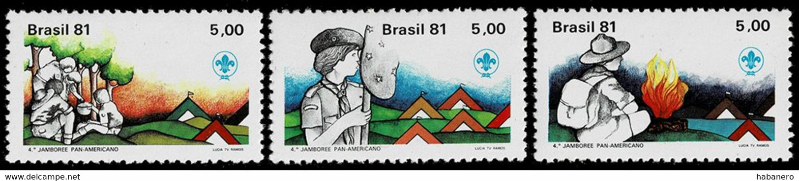 BRAZIL 1981 Mi 1810-1812 SCOUTING MINT STAMPS ** - Oblitérés