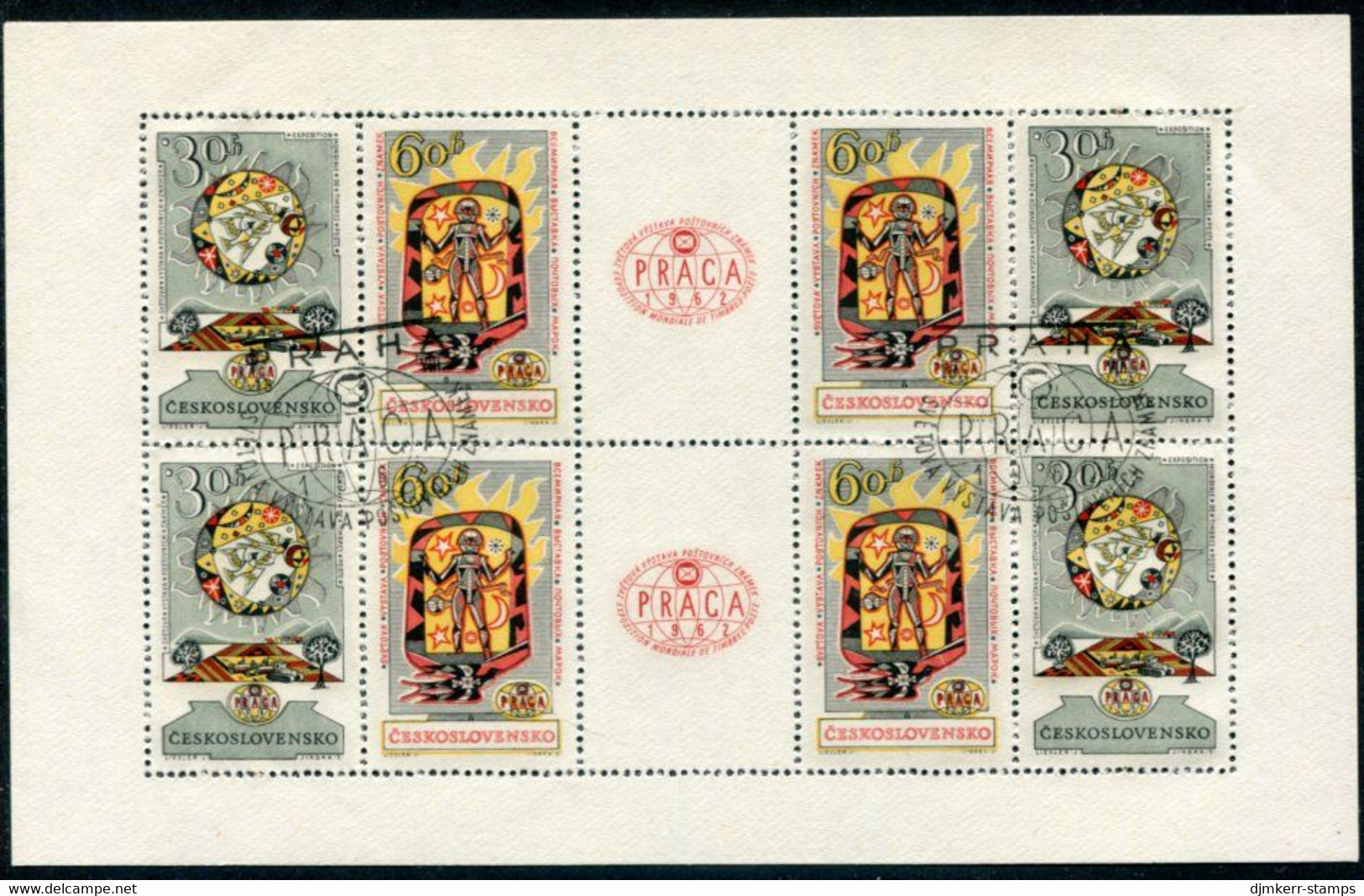 CZECHOSLOVAKIA 1962 PRAGA Exhibition Sheetlet Used  Michel 1355-56Kb - Oblitérés