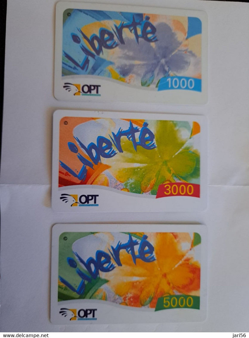 NOUVELLE CALEDONIA  PREPAID CARD 3X/ 1000 U, 3000 U, 5000U, /  FRANCS LIBERTE /     OPT    ** 11832  ** - Nueva Caledonia