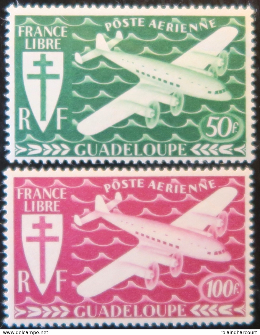 LP3844/493 - 1945 - COLONIES FRANÇAISES - GUADELOUPE - POSTE AERIENNE - SERIE COMPLETE - N°4 à 5 NEUFS** - Poste Aérienne