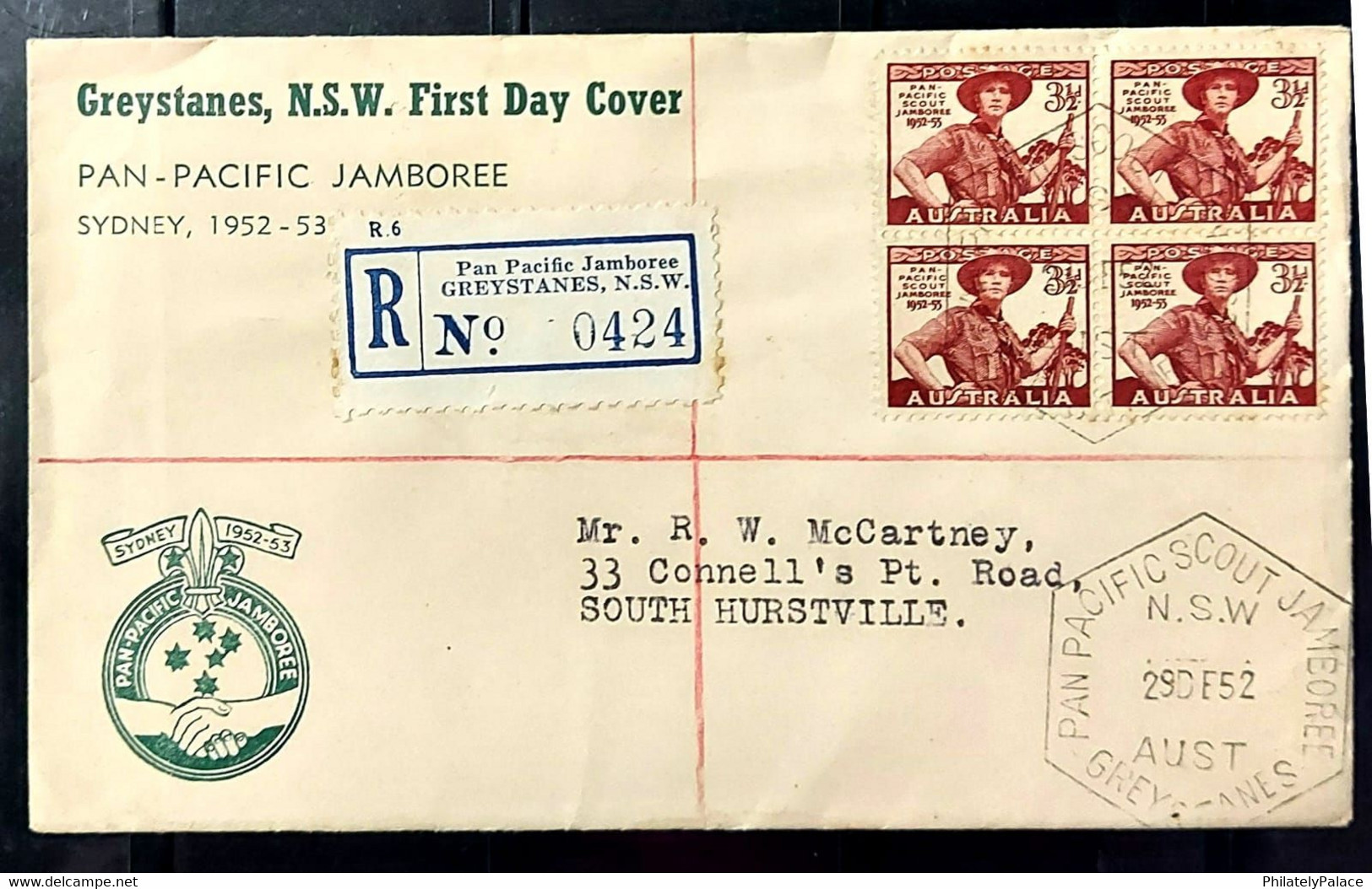 New Zealand 1952 Registered Cover ( R0424 ) From Australia, Pan Pacific Jamboree Scout FDC (**) - Covers & Documents