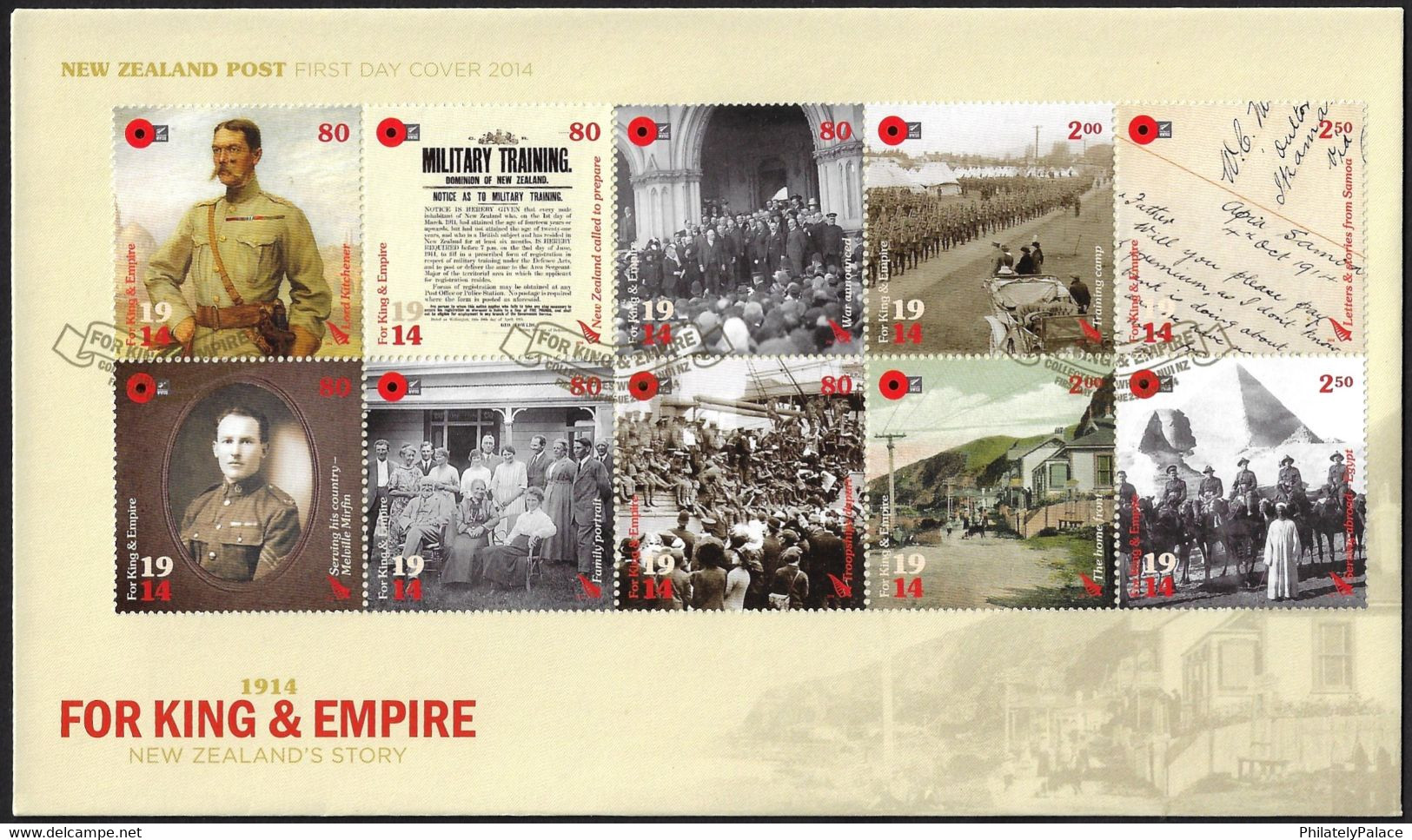 New Zealand 2014 First Day Cover FDC For King & Empire , Set 10 Stamps On Cover (**) - Briefe U. Dokumente