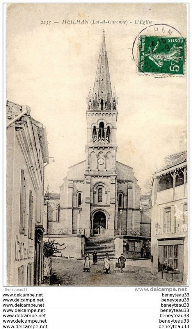 CPA (Réf :F226) MEILHAN (LOT Et GARONNE 47)  L'église (animée) - Meilhan Sur Garonne