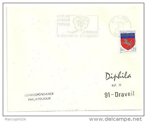 VOSGES - Dépt N° 88 = ELOYES 1968 = FLAMME Codée =  SECAP Multiple ' PENSEZ à INDIQUER ' = Pensée N° 2 - Código Postal