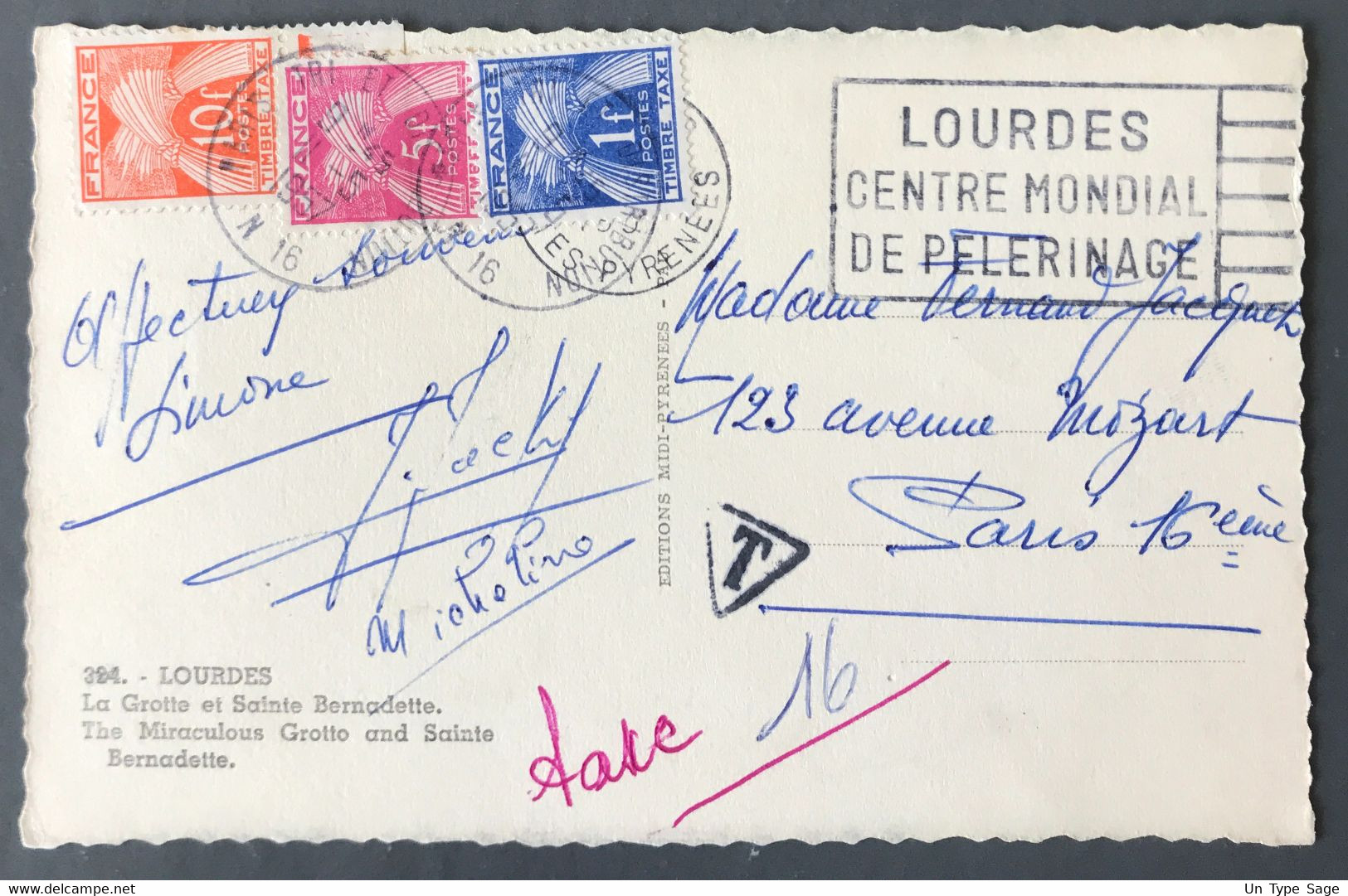 France CPA Taxée De Lourdes Pour Paris - (N048) - 1859-1959 Lettres & Documents