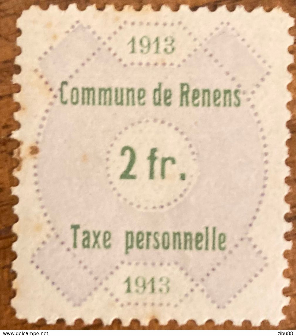 Fiskalmarke Commune De Renens 1913 Taxe Personnelle - Revenue Stamp Switzerland - Steuermarken