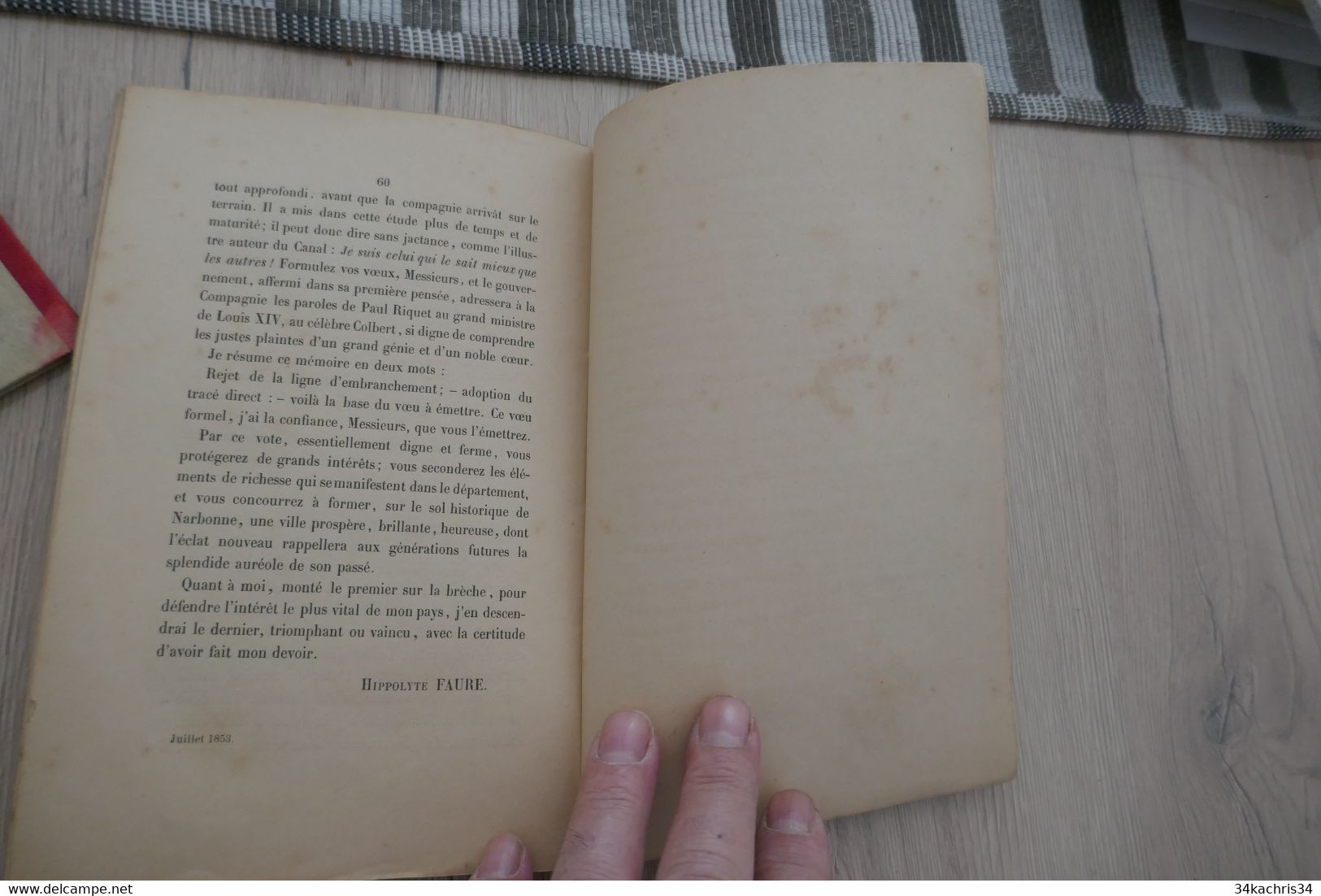 1853 Les Chemins de Fer de Narbonne dans leurs rapports avec les intérêts départementaux Faure 60p