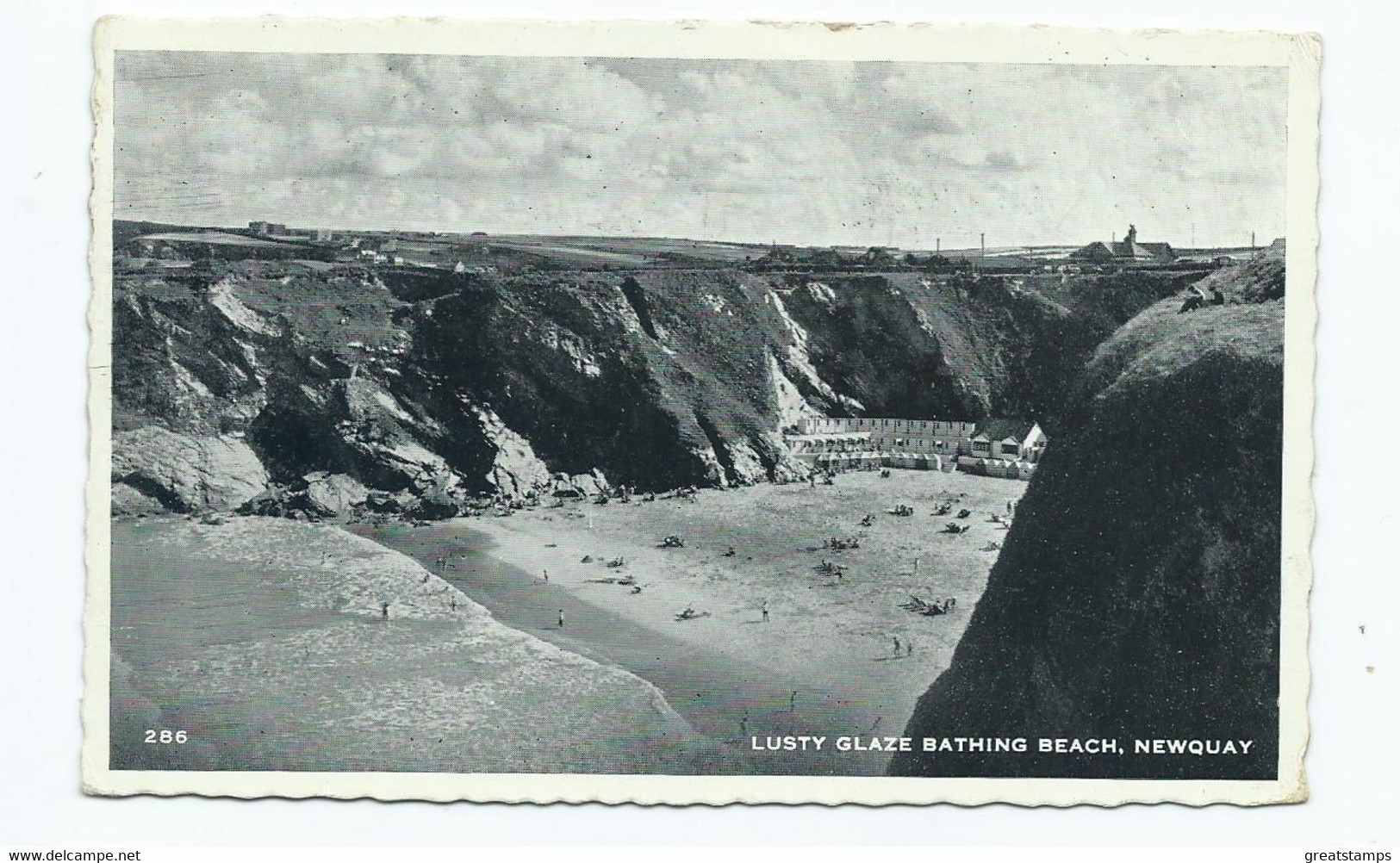 Cornwall Postcard Lusty Glaze Beach Newquay Rp Posted 1960 Vintage - Newquay