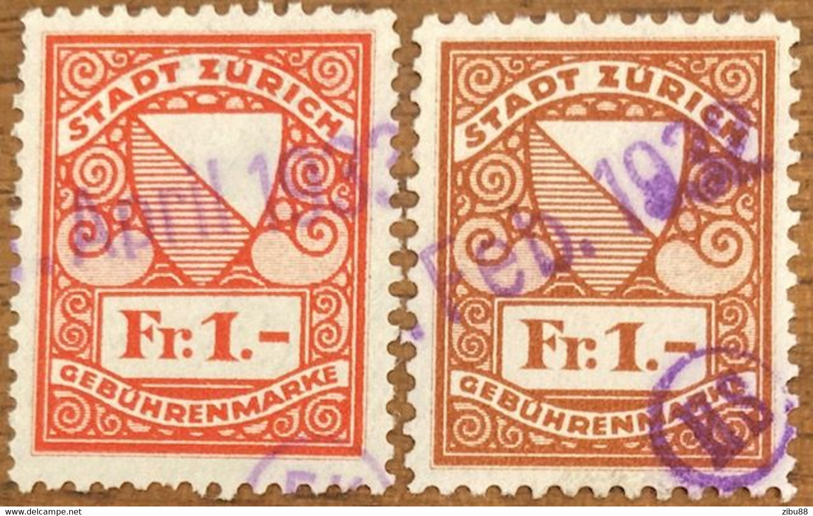 Fiskalmarken, Gebührenmarken Stadt Zürich - Revenue Stamp Switzerland - Steuermarken