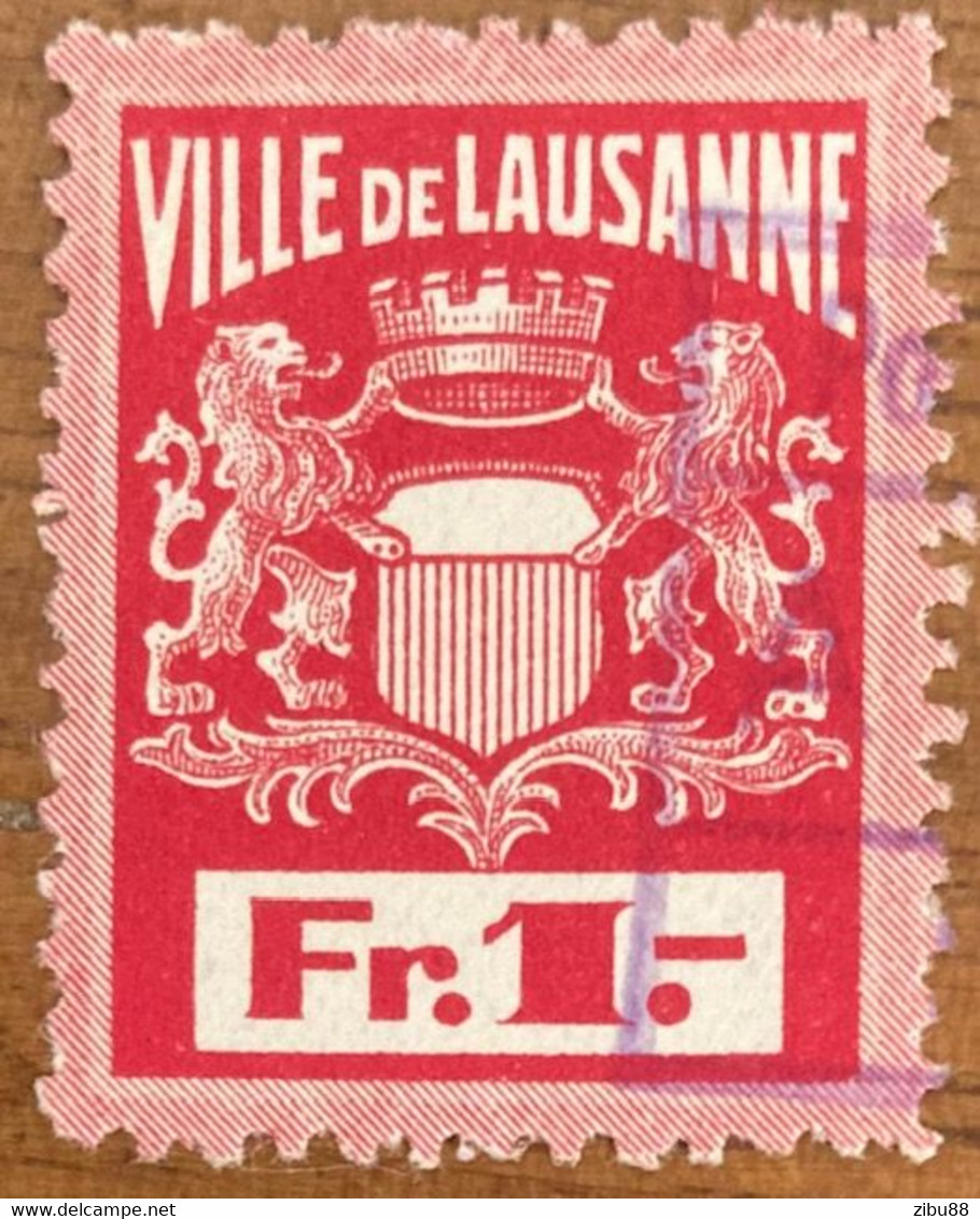 Fiskalmarke Ville De Lausanne Fr. 1.- Revenue Stamp Switzerland - Steuermarken