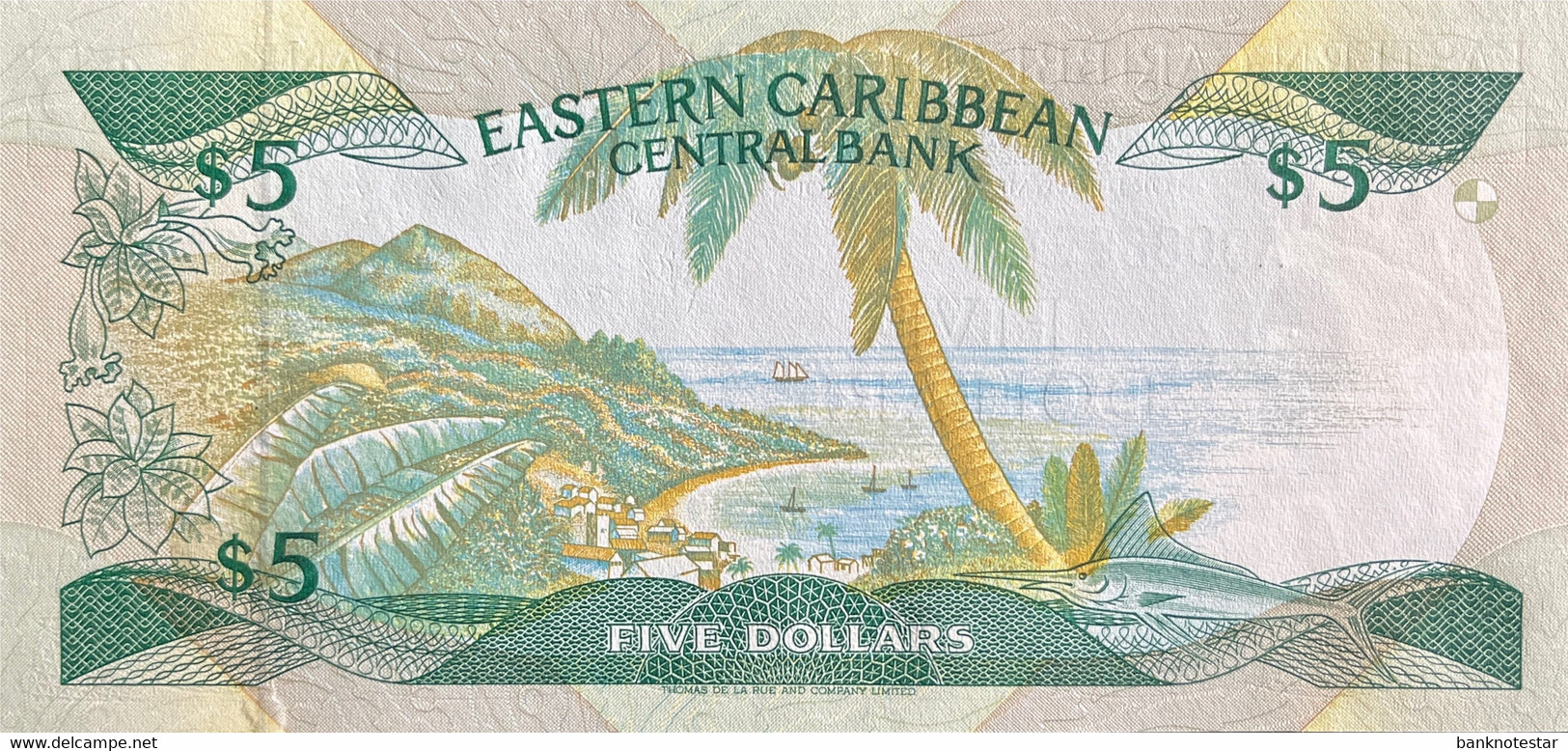 East Caribbean States 5 Dollars, P-22u (1988) - UNC - A008885 - East Carribeans