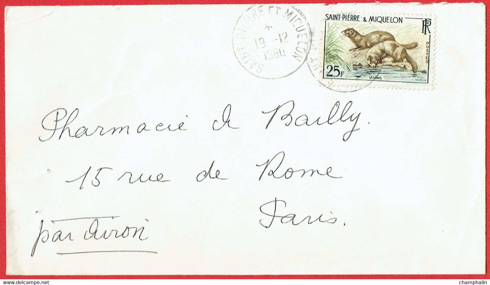 ESC De Saint-Pierre Et Miquelon (975) Pour Paris (75) - CAD 19 Décembre 1960 - Timbre YT 361 - Brieven En Documenten