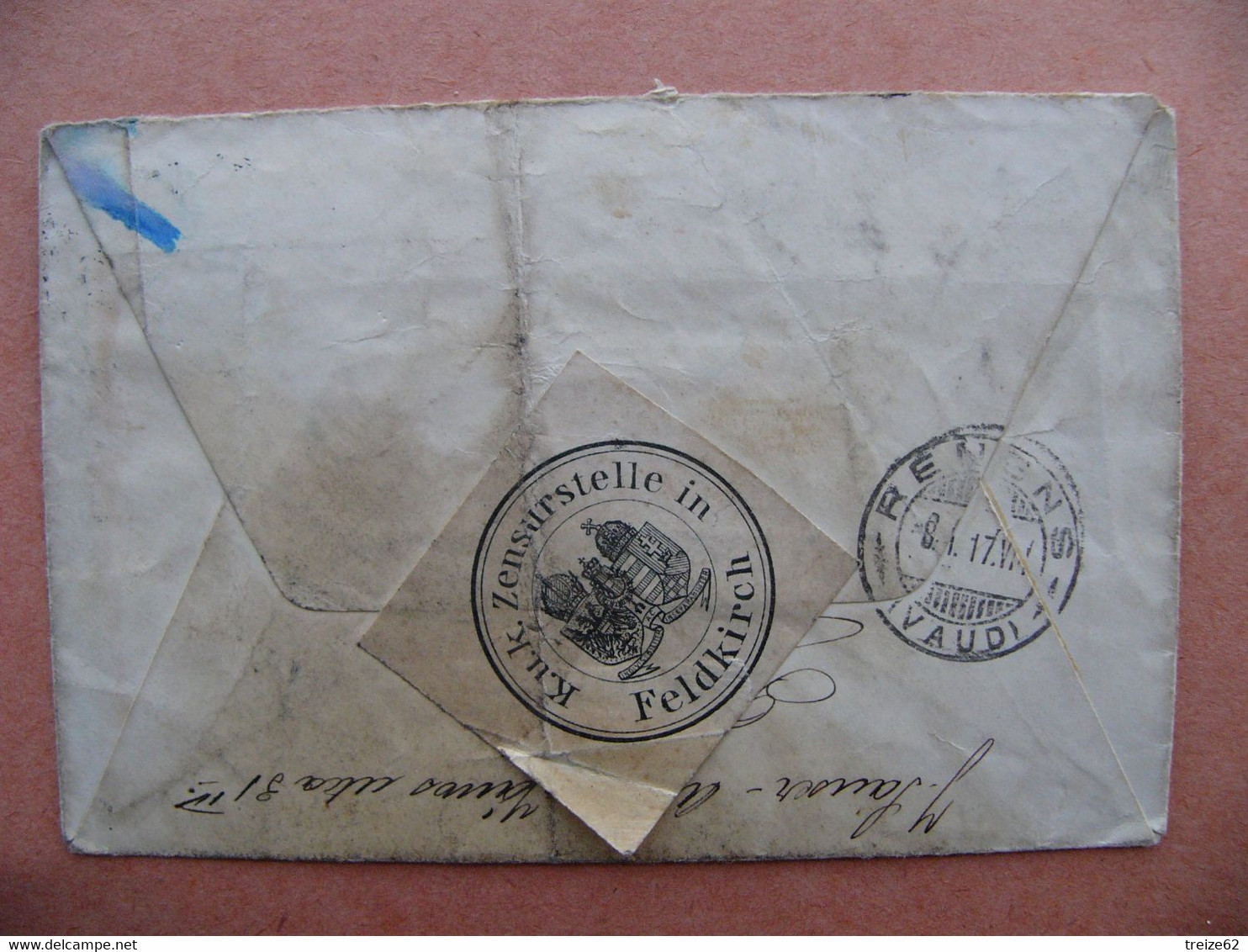 RARE 1916 Enveloppe De HONGRIE Magyar Budapest à Destination De RENENS Gare Suisse Cachet Et Vignette De Censure - Poststempel (Marcophilie)