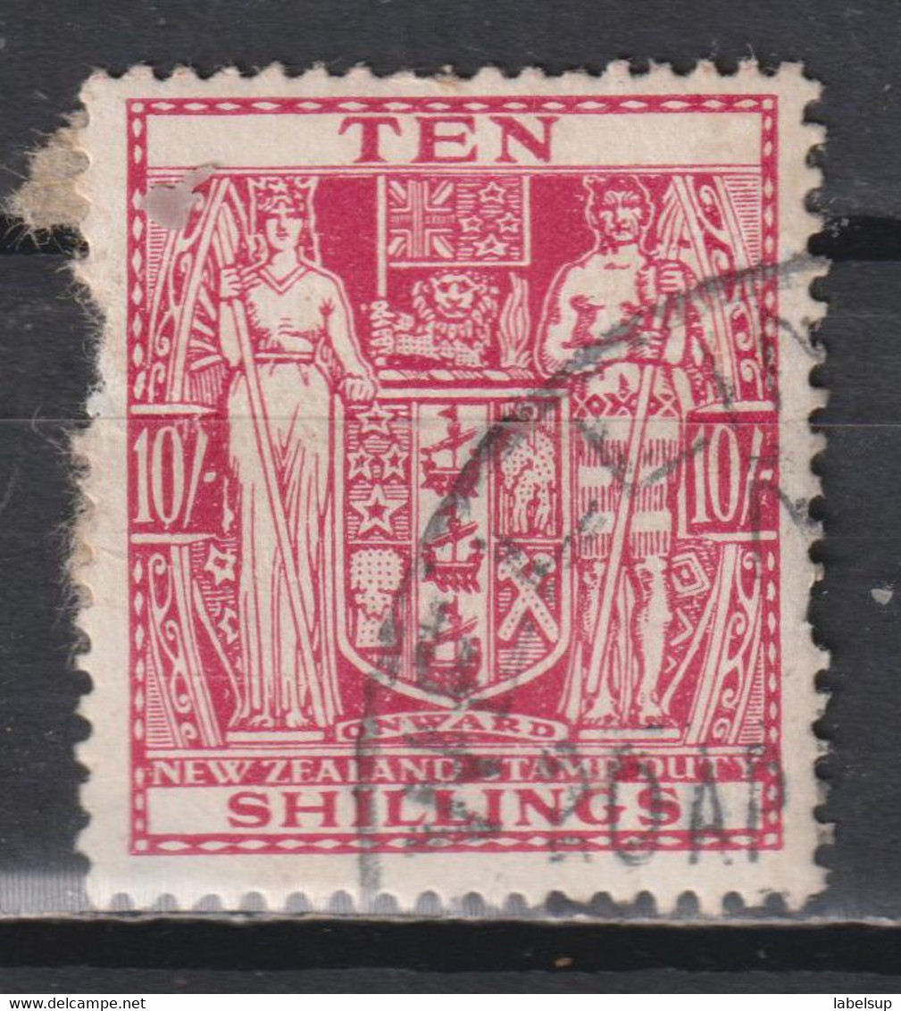 Timbre Oblitéré  De Nouvelle Zélande  De 1945 Ten Shillings Postal Fiscal - Oblitérés