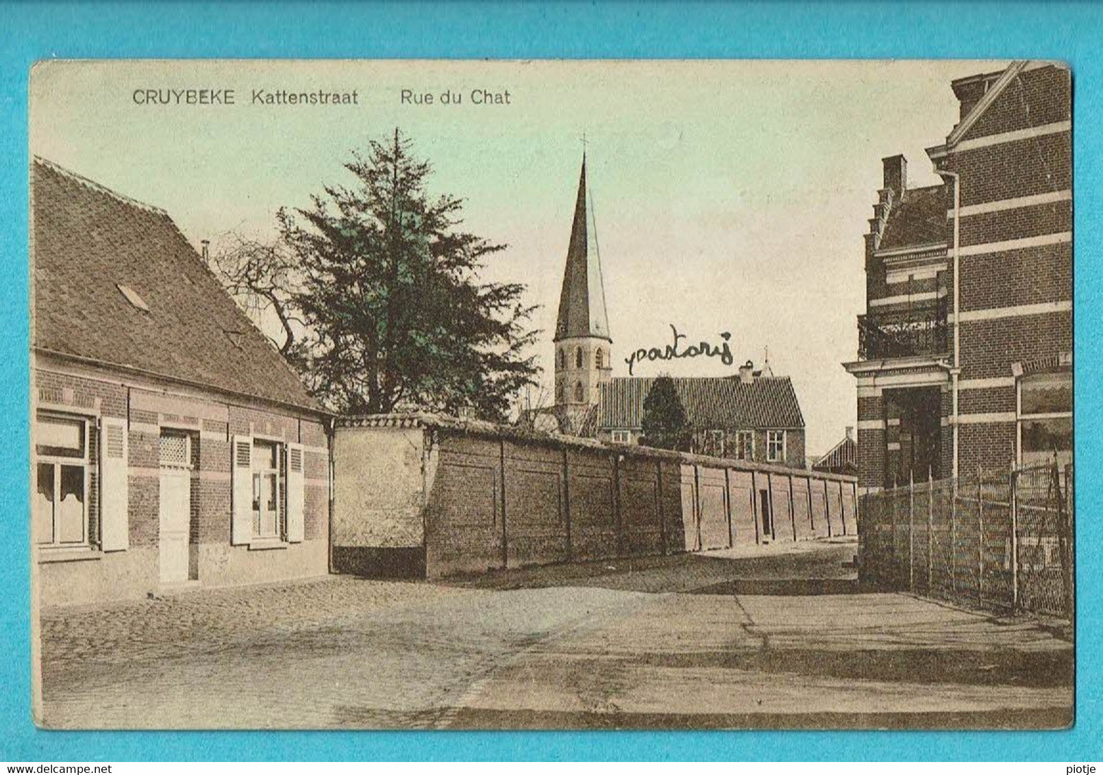 * Kruibeke - Cruybeke (Waasland - Oost Vlaanderen) * (Uitg Foubert) Kattenstraat, Rue Du Chat, église, Zeldzaam - Kruibeke