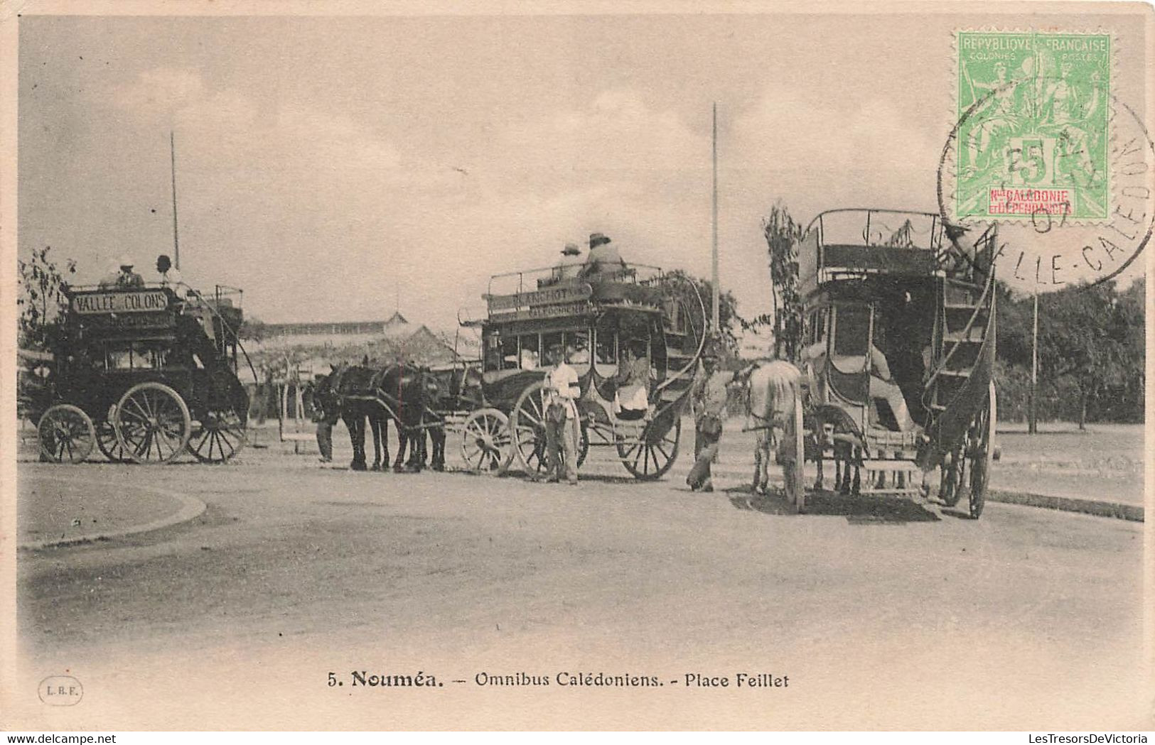 CPA NOUVELLE CALEDONIE - NOUMEA - Omnibus Caledoniens Pour Vallée Des Colons Et Faubourg Blanchot  Place Feillet - L B F - New Caledonia