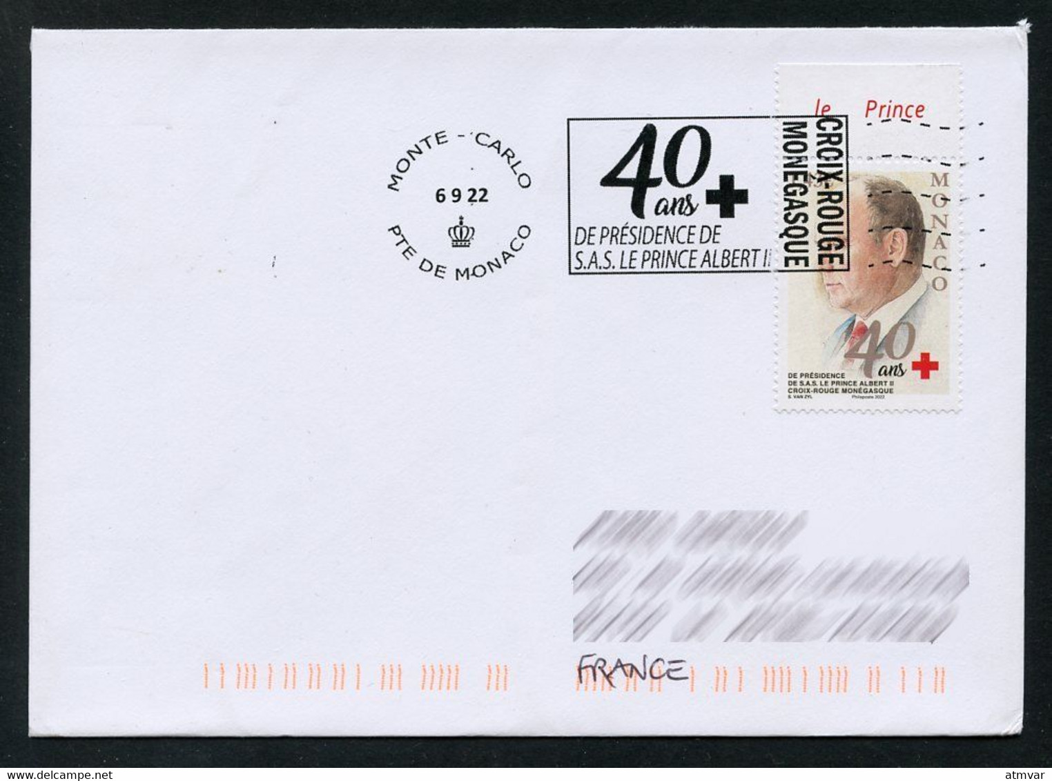 MONACO (2022) Oblitération 40 Ans Présidence SAS Prince Albert II Croix-Rouge Monégasque + Timbre, Red Cross, H. Dunant - Storia Postale