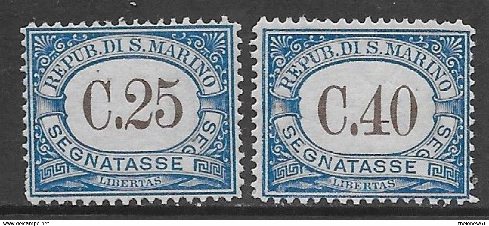 San Marino 1939 Segnatasse 2val Sa N.S57-S58 Nuovi MH * - Segnatasse