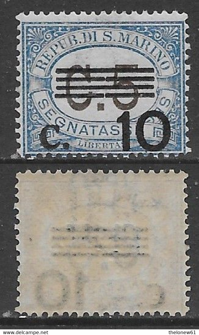 San Marino 1936 Segnatasse Soprastampati C5 Su C10 Sa N.S47 Nuovo Integro MNH ** - Postage Due