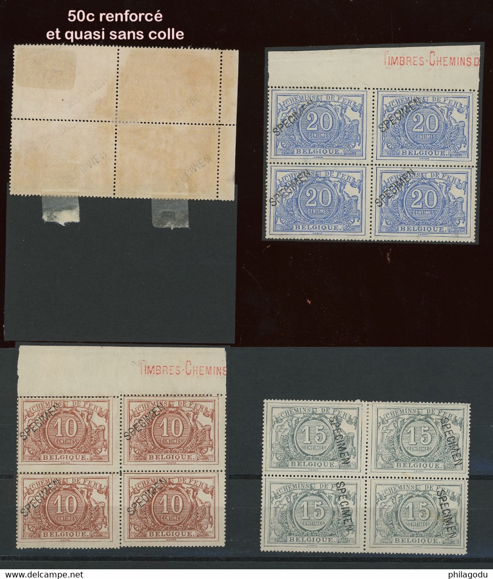 TR 7-14 + 12b. SPECIMEN Nombreux Tp Avec Filigrane. Cote > 3700 €. TRES Rare En Blocs De 4 - Postfris