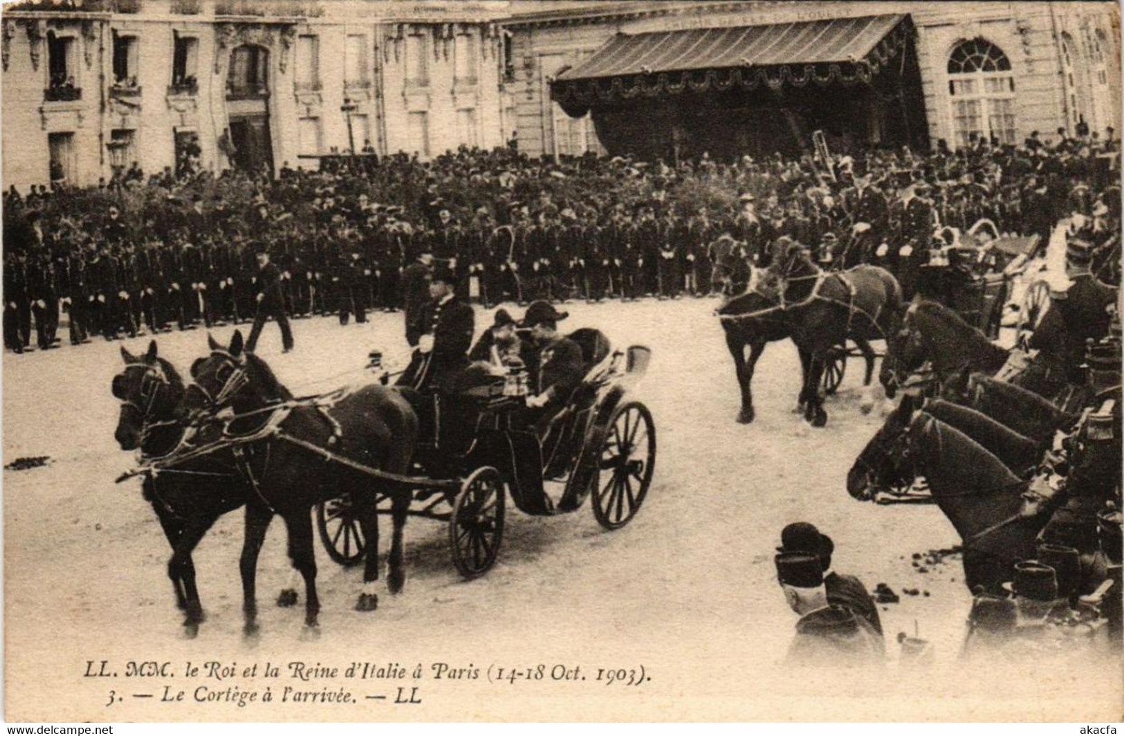 CPA PARIS LL.MM. Le Roi Et La Reine D'Italie. Le Cortege A L'arrivée (563008) - Receptions