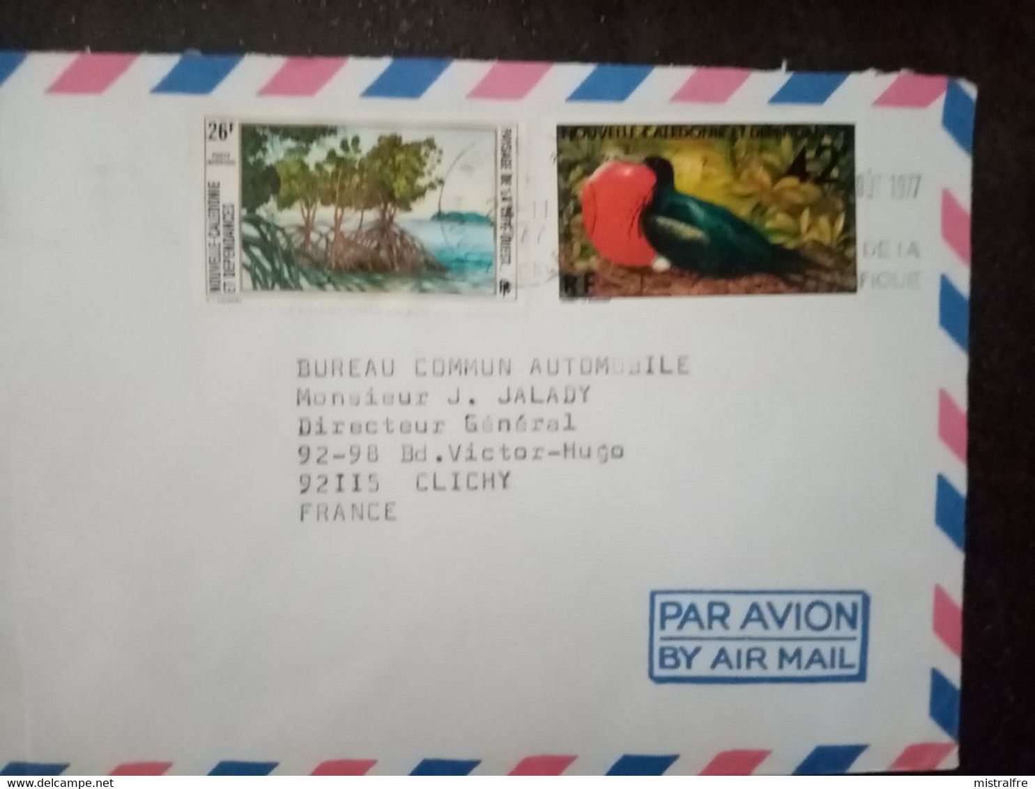 NOUVELLE-CALEDONIE. 1977. Lettre PAR AVION NOUMEA - CLICHY Du BUREAU COMMUN AUTOMOBILE - Brieven En Documenten