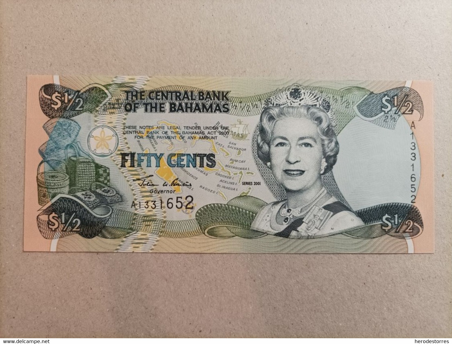 Billete De Bahamas De Medio Dólar, Serie A, UNC - Bahama's