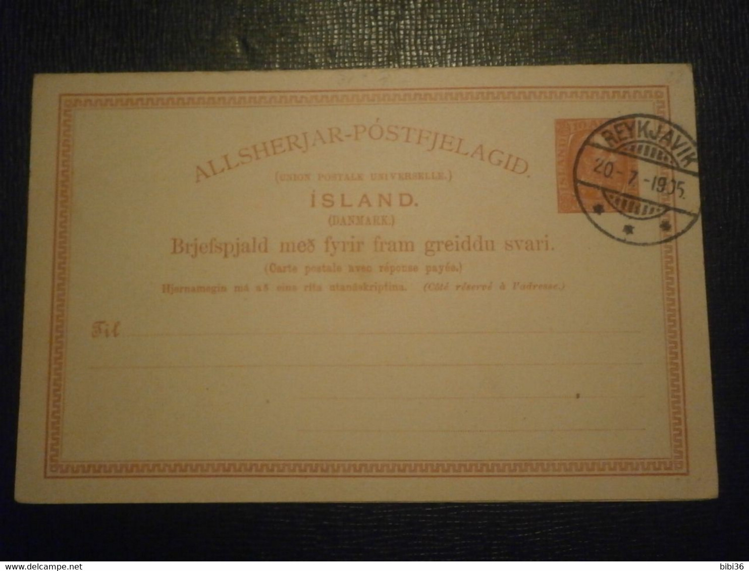 ISLANDE ISLAND ICELAND LETTRE COURRIER ENVELOPPE ENTIER GANZSACHE POSTAL STATIONERY CARTE POSTALE REYKJAVIK REPONSE PAYE - Entiers Postaux