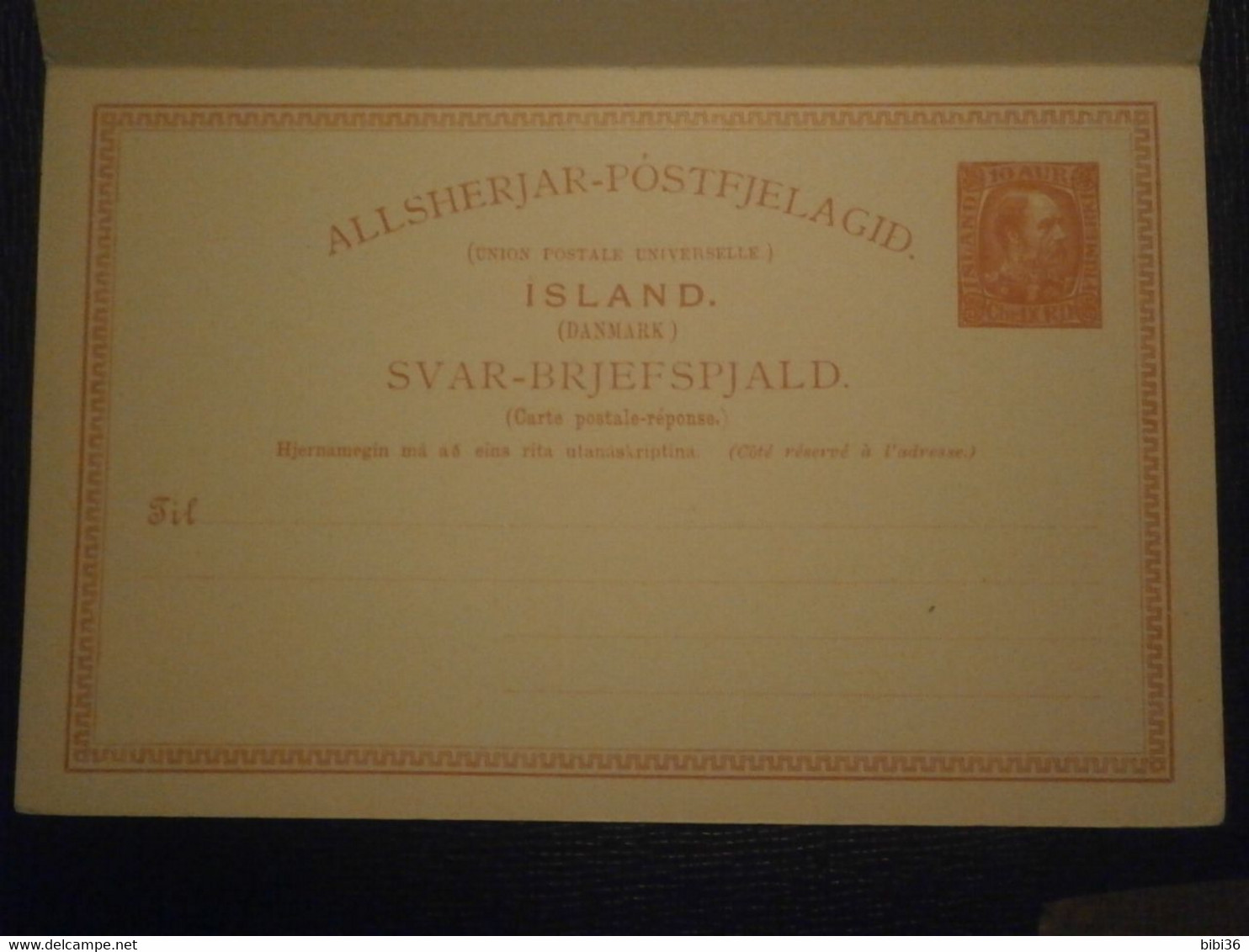 ISLANDE ISLAND ICELAND LETTRE COURRIER ENVELOPPE ENTIER GANZSACHE POSTAL STATIONERY CARTE POSTALE REYKJAVIK REPONSE PAYE - Postal Stationery