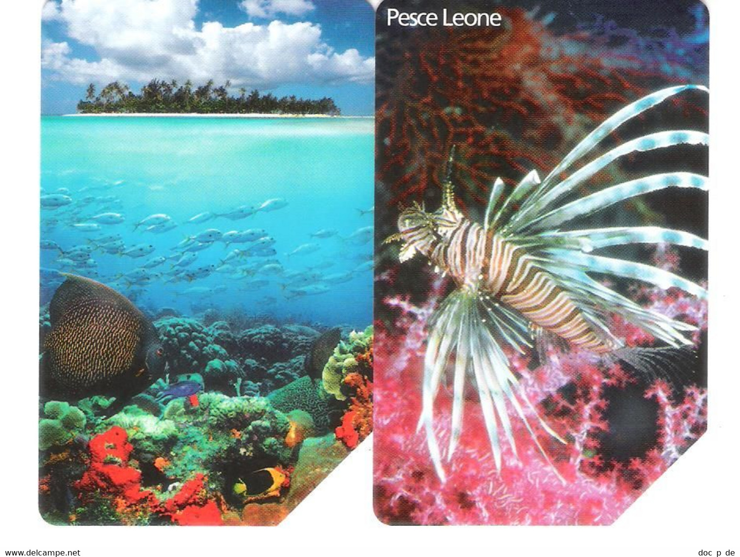 2 Card Set - Italy - 1555 - 1556 Golden - L`atollo - Underwater Sea Life - Fish Pesce Fisch - 31.12.02 - Only 30.000ex. - Public Themes