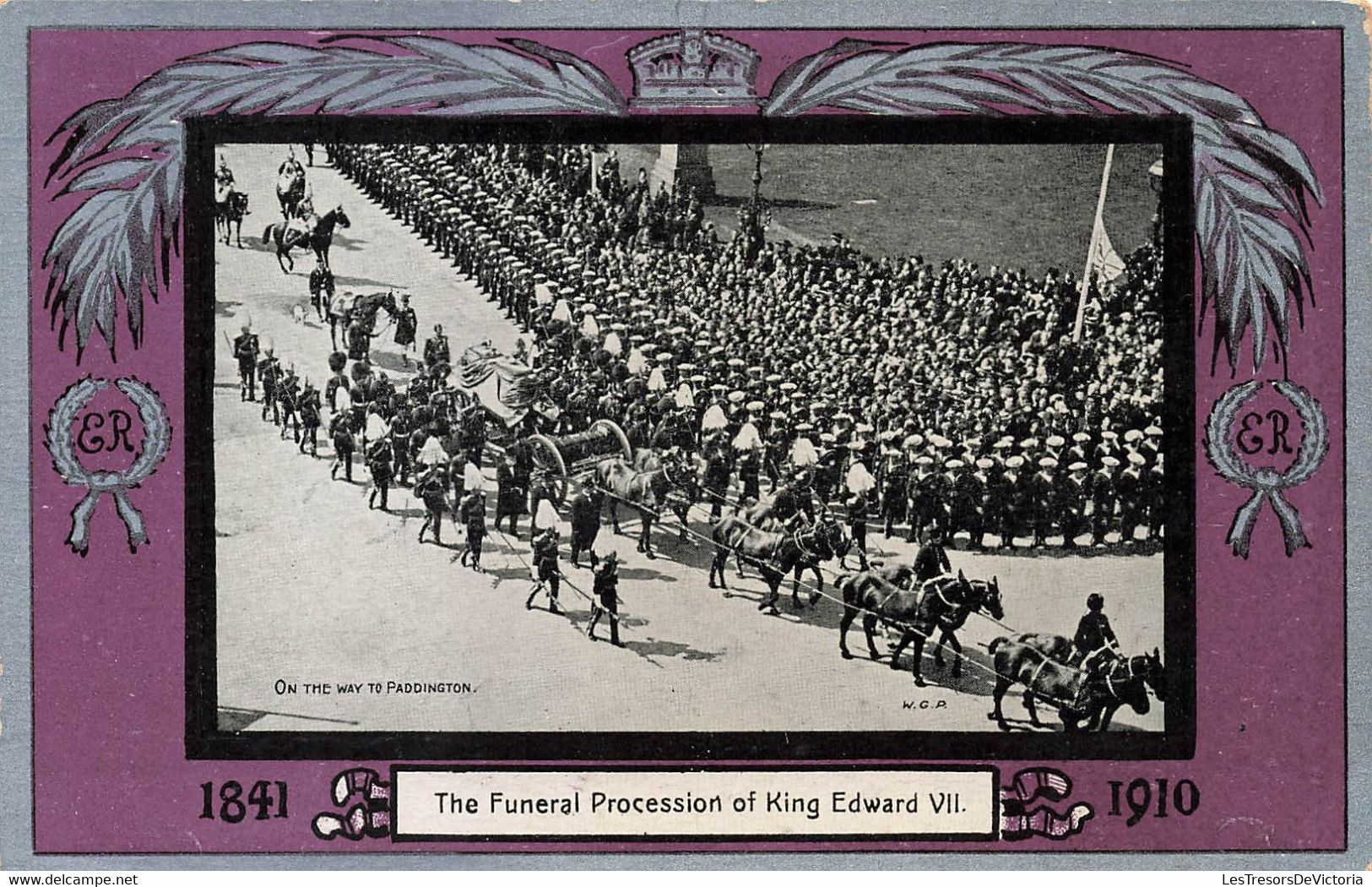 CPA Famille Royale - The Funeral Procession Of King Edward VII - Belle Carte Avec Bordure Argentée Et Mauve - Koninklijke Families